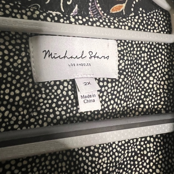 Michael Stars Los Angeles floral print tie neck long sleeve blouse - Picture 2 of 7